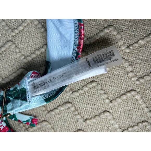 Victorias Secret 34D Swim Bombshell Add-2-Cups Push Up Bikini Top Bra Blue Palm - Picture 3 of 5